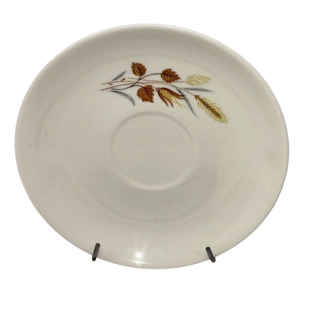 Vintage-Style Autumn Harvest Wheat Leaves Ceramic Saucers plates Set of 6‎ Retro